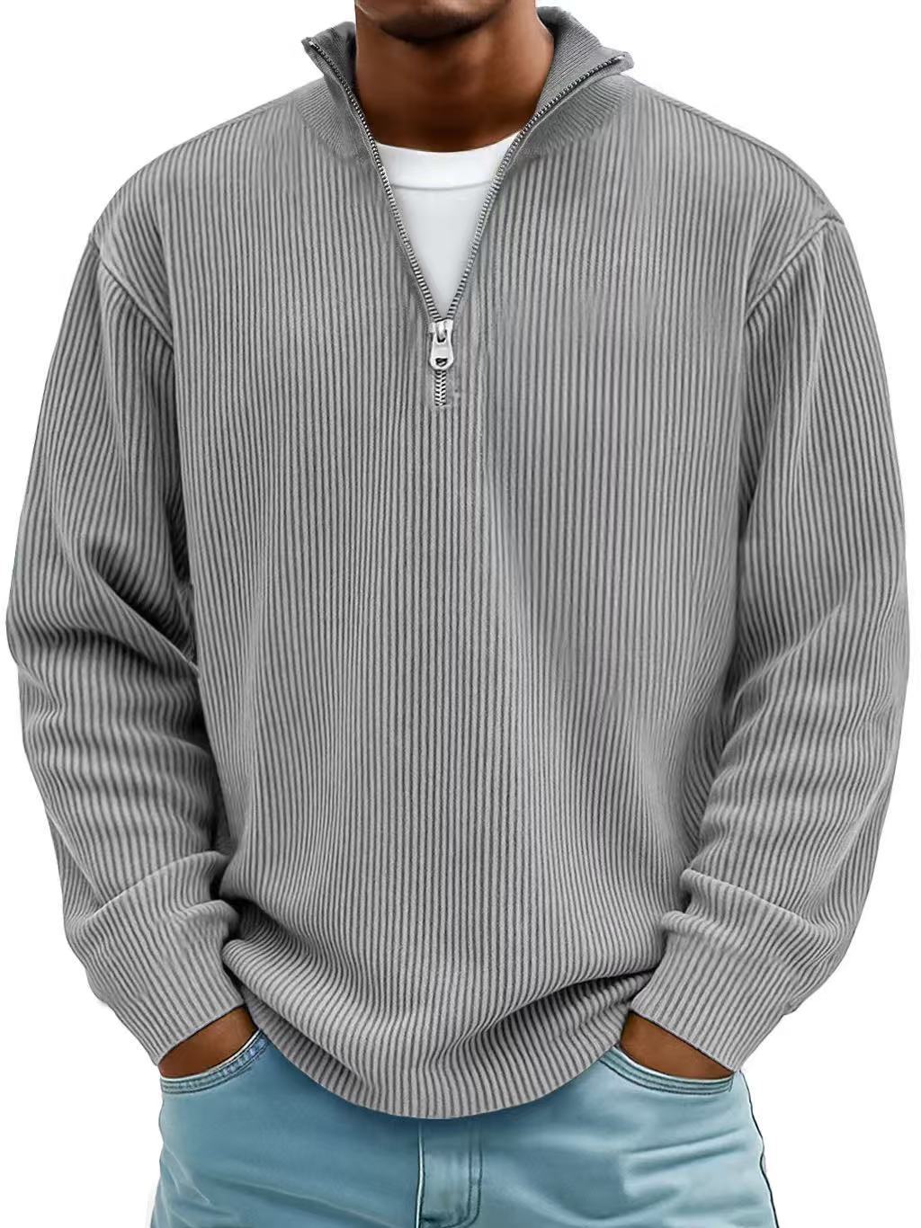 Sweter męski z półzamkiem oversize prążkowany 2