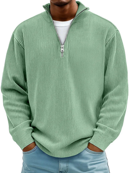 Sweter męski z półzamkiem oversize prążkowany 3