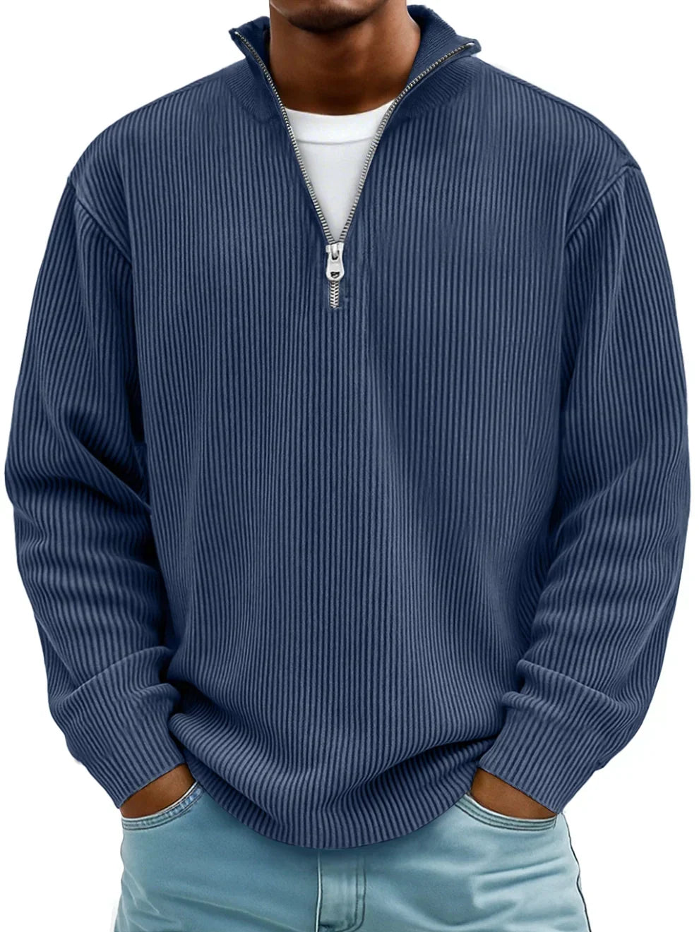 Sweter męski z półzamkiem oversize prążkowany 5