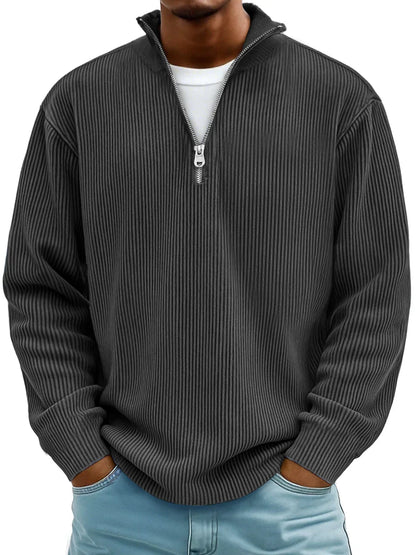 Sweter męski z półzamkiem oversize prążkowany 7