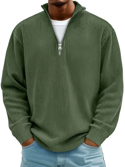 Sweter męski z półzamkiem oversize prążkowany 8