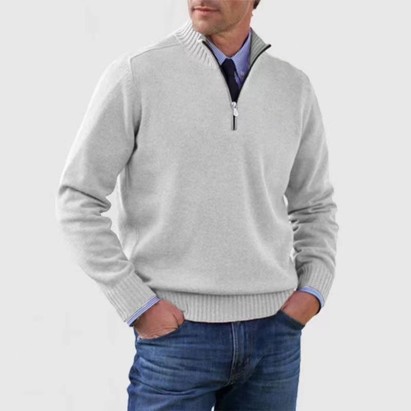 Sweter męski z zamkiem, klasyczny krój, ciepły i miękki 4