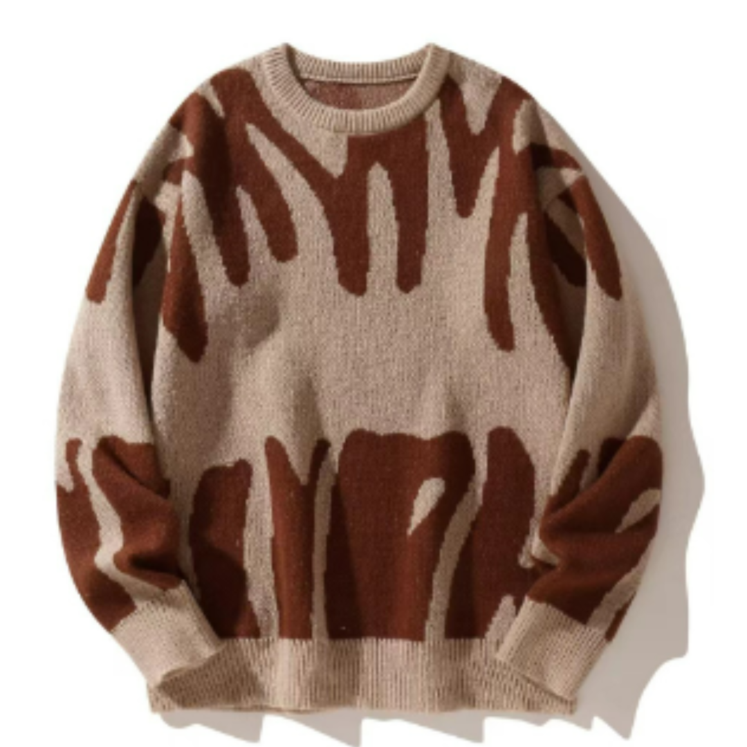 Sweter męski zimowy oversize we wzór graficzny, gruby splot 2