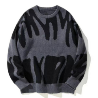 Sweter męski zimowy oversize we wzór graficzny, gruby splot 3