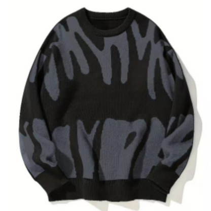 Sweter męski zimowy oversize we wzór graficzny, gruby splot 4