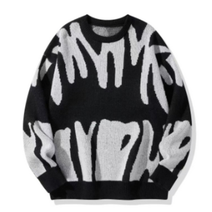 Sweter męski zimowy oversize we wzór graficzny, gruby splot 5