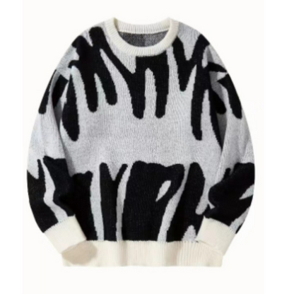 Sweter męski zimowy oversize we wzór graficzny, gruby splot 6