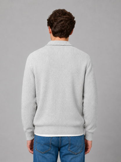 Sweter polo męski lekki na guziki z kołnierzem 4