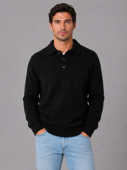 Sweter polo męski z długim rękawem na guziki 10