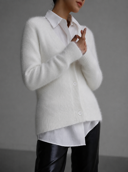 Sweter rozpinany damski na guziki z dekoltem V oversize 3