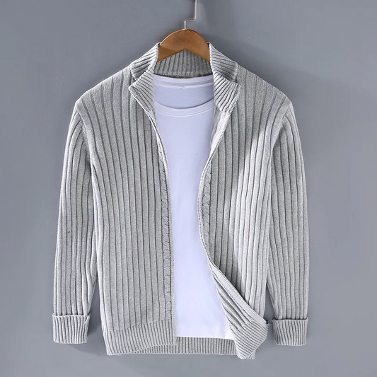 Sweter rozpinany męski na zamek ze stójką prążkowany 1