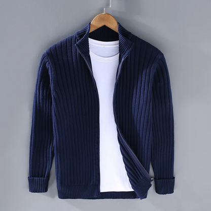 Sweter rozpinany męski na zamek ze stójką prążkowany 3