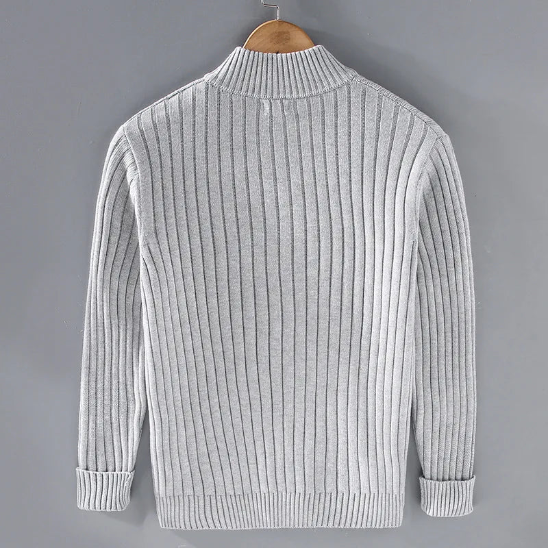 Sweter rozpinany męski na zamek ze stójką prążkowany 5