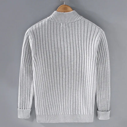 Sweter rozpinany męski na zamek ze stójką prążkowany 5
