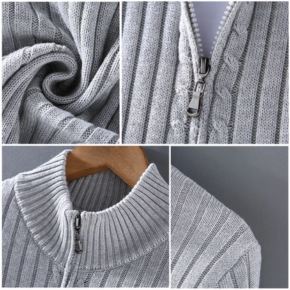 Sweter rozpinany męski na zamek ze stójką prążkowany 6