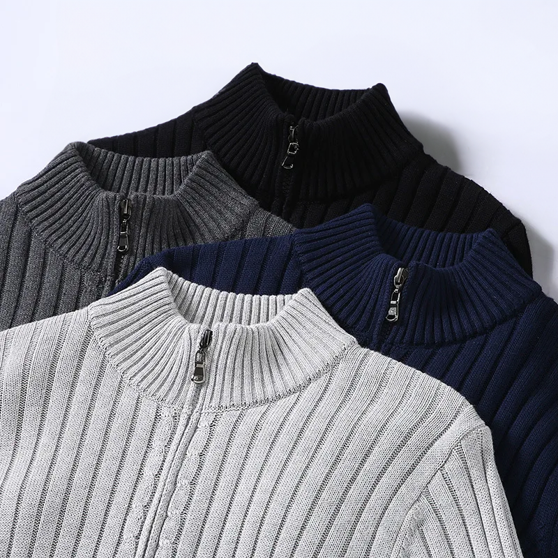 Sweter rozpinany męski na zamek ze stójką prążkowany 7