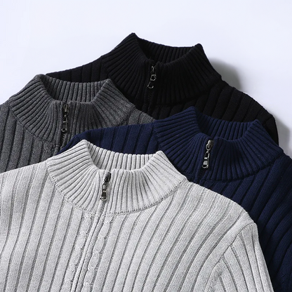 Sweter rozpinany męski na zamek ze stójką prążkowany 7