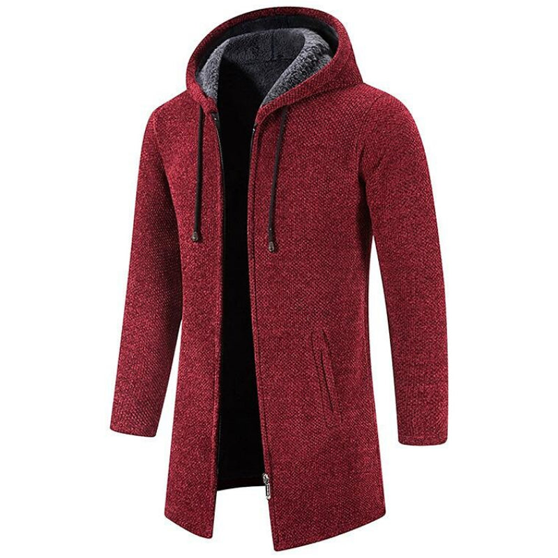 Sweter rozpinany męski z kapturem na zamek długi z ciepłą podszewką 5