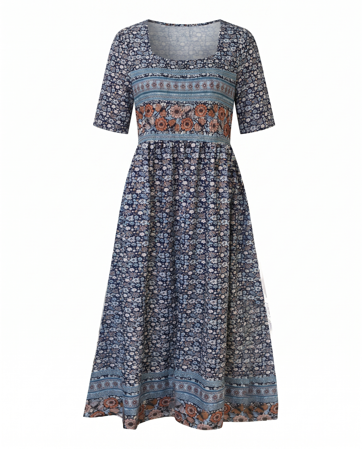 Joanna | Sukienka damska midi letnia w stylu boho z nadrukiem