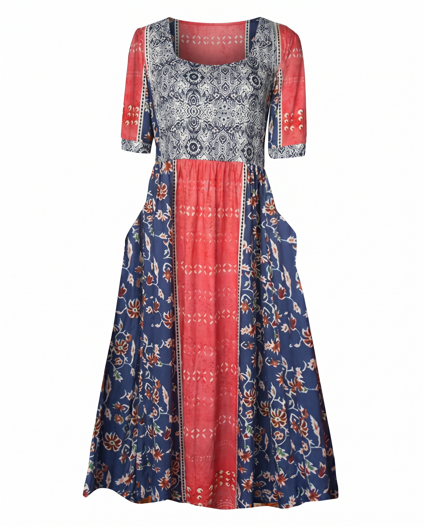 Joanna | Sukienka damska midi letnia w stylu boho z nadrukiem
