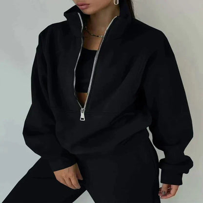 Ewa | Dwuczęściowy dres z half-zip bluzą i joggerami damski