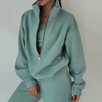 Ewa | Dwuczęściowy dres z half-zip bluzą i joggerami damski